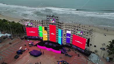 led screen installation and calibration for event stage setup, panel setup and testing for concert stage construction