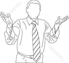 Outline sketch of businessman