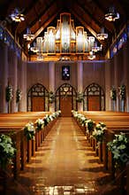 Isle of a church on a wedding day