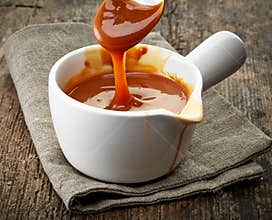 Bowl of caramel sauce