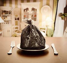 Garbage package instead of food