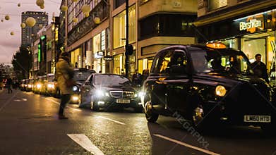 Cars waiting in Traffic, London, Oxford Circus