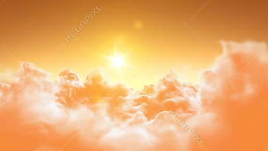 Flying over the morning clouds.