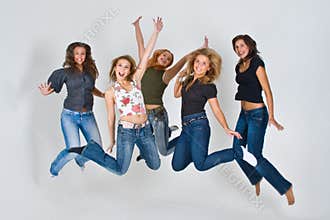 Women jumping in air