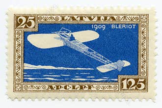 Vintage mint Latvia airmail stamp 1932 Bleriot monoplane