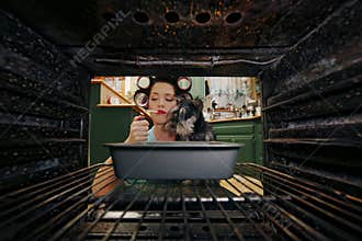 Housewife Doing Her Daily Chores