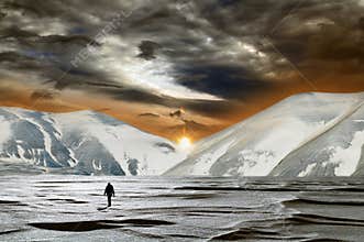 Magic sunset in the snow