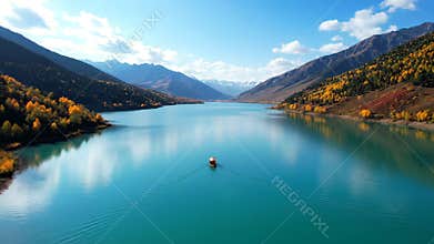 Autumn landscape materials for mountains, rivers and lakes,Generative AI