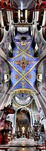 Panorama of an old cathedral.