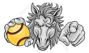 Horse Mustang Stallion Softball Sports Team Mascot