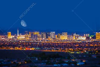 Las Vegas Strip and Moon
