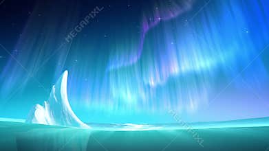 Aurora on sea at the night loop