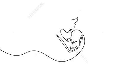 Mother\'s day icon with baby continuous one line drawing animation