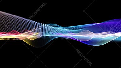 Fantastic animation with particle wave object in slow motion, 4096x2304 loop 4K