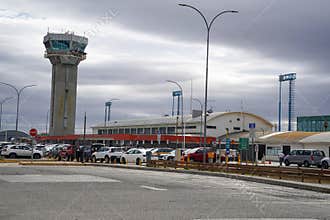 Terminal and Air Traffic Control Tower at Presidente Carlos Ibanez del Campo International Airport in Punta Arenas, Chile