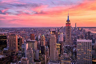 New York City Midtown with Empire State Building at Amazing Sunset