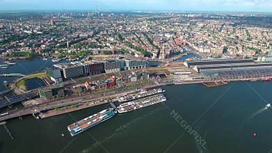 City aerial view over Amsterdam