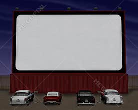 Retro Fifties Movie Theater Drive In Illustration