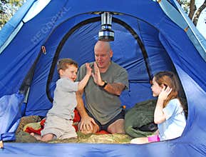 Family Camping in Tent