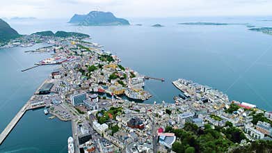 City of Alesund Norway Aerial footage
