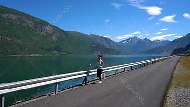 Woman jogging outdoors