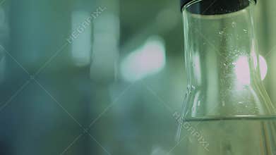 Chemical liquid in laboratory flask for research