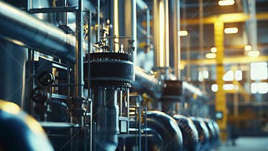 Industrial setting with steel pipes and machinery