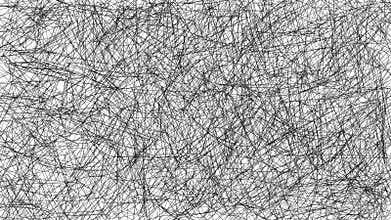 Looped abstract black hand-drawn chaotic scribble line background animation