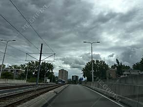 Amsterdam Tram way in Zuidas Business District Amsterdam Zuid Netherlands
