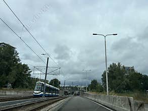 Amsterdam Tram way in Zuidas Business District Amsterdam Zuid Netherlands