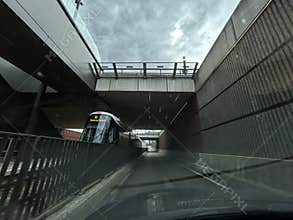 Amsterdam Tram way in Zuidas Business District Amsterdam Zuid Netherlands