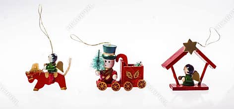 Christmas red wooden toys