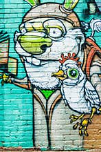 Cartoon Rabbit & Chicken Graffiti Wall