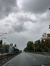 High Speed Tram on Beneluxbaan in Amsterdam South, Netherlands.