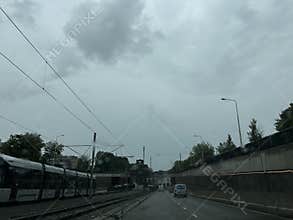 High Speed Tram on Beneluxbaan in Amsterdam South, Netherlands.