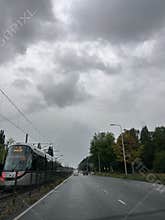 High Speed Tram on Beneluxbaan in Amsterdam South, Netherlands.