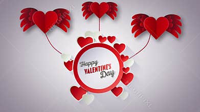 Happy Valentines Day vector with red hearts