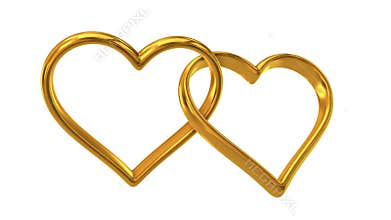 Two heart shape wedding rings