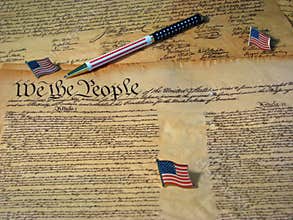 Constitution Pen and Flags