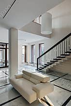 Luxury hall interior with staircase