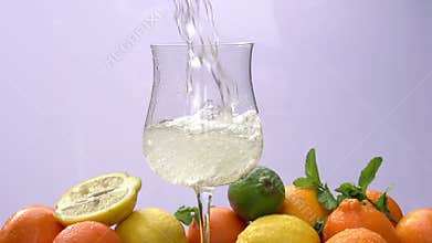 In a Glass Pouring Lemonade