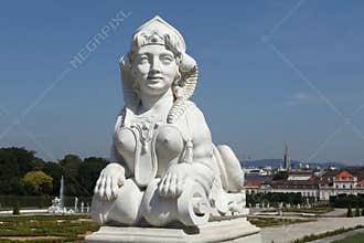 Rococo Sphinx in the Belvedere gardens in Vienna.