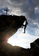 Silhouette of climber