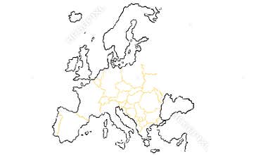 Europe map hand draw