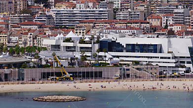 Aerial Cannes Croisette, Palais des Festivals and Carlton Hotel