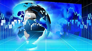 Blue international finance and business concept