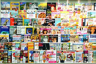 Magazines on display