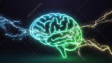 Neon Brain Illustrations in Various Colors