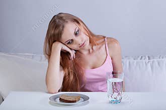 Depressed girl with eating disorder