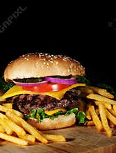 Hamburger and Fries